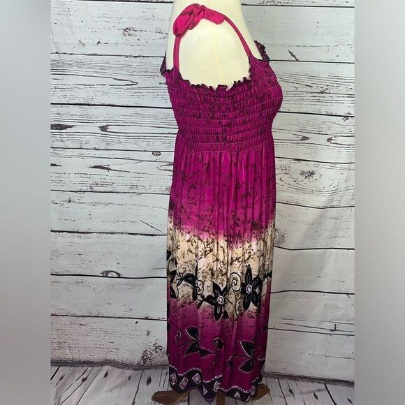 Boho Floral Mini Tie Dye Summer Dress - Picture 6 of 7